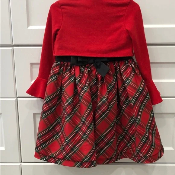 Oshkosh Red Plaid Dress / Iris & Ivy Cardigan – Size 3T - Picture 2 of 11